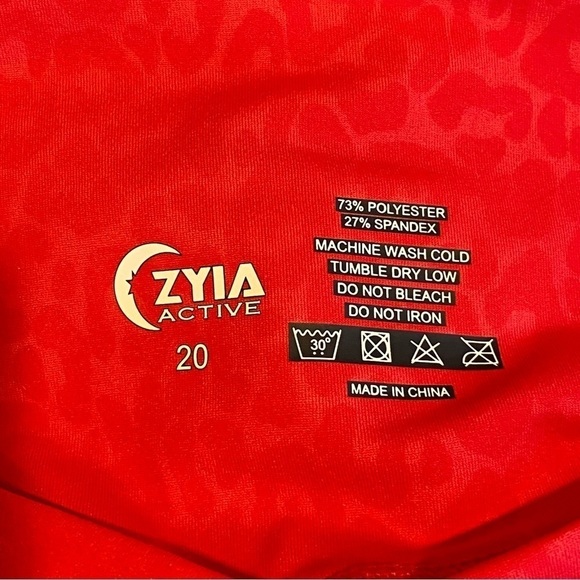 Zyia Leggings Light N Tight Cross Front Red Leopard Print Ruched Back Size 20 - Picture 5 of 6